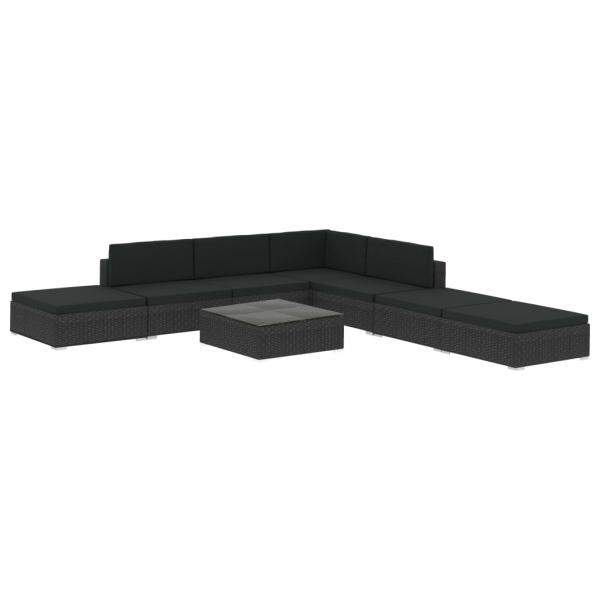 8-tlg. Garten-Lounge-Set mit Auflagen Poly Rattan Schwarz