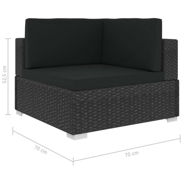 6-tlg. Garten-Lounge-Set mit Auflagen Poly Rattan Schwarz