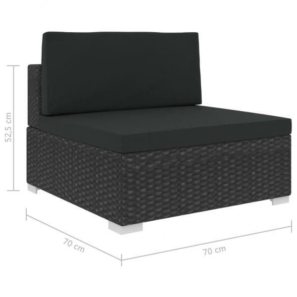 6-tlg. Garten-Lounge-Set mit Auflagen Poly Rattan Schwarz