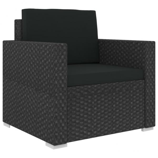 6-tlg. Garten-Lounge-Set mit Auflagen Poly Rattan Schwarz