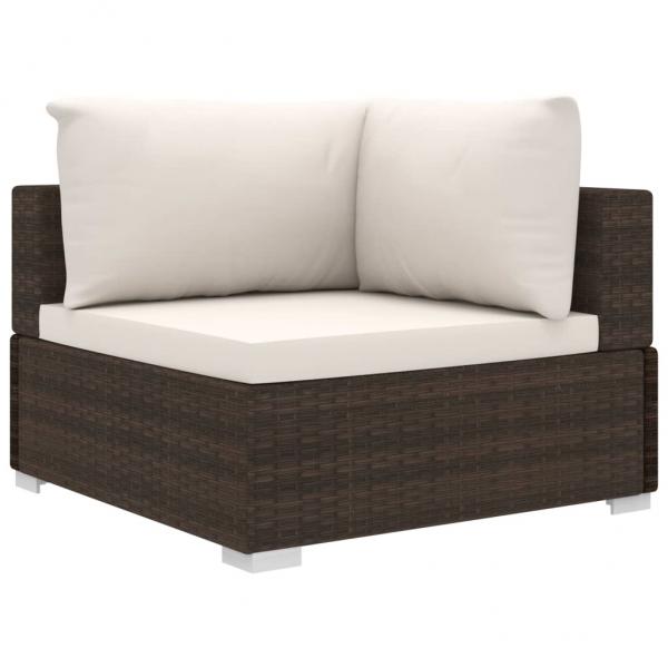 4-tlg. Garten-Lounge-Set mit Auflagen Poly Rattan Braun