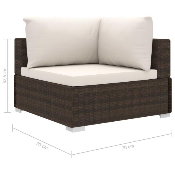 4-tlg. Garten-Lounge-Set mit Auflagen Poly Rattan Braun