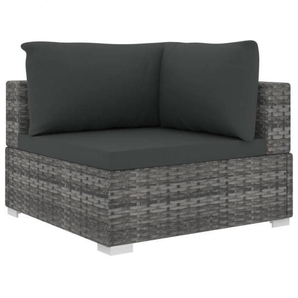 5-tlg. Garten-Lounge-Set mit Auflagen Poly Rattan Grau