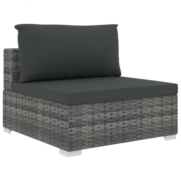 5-tlg. Garten-Lounge-Set mit Auflagen Poly Rattan Grau