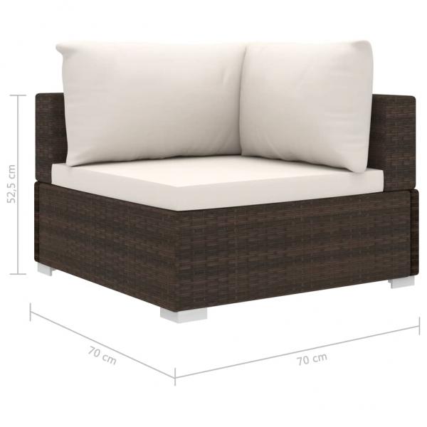 11-tlg. Garten-Lounge-Set mit Auflagen Poly Rattan Braun