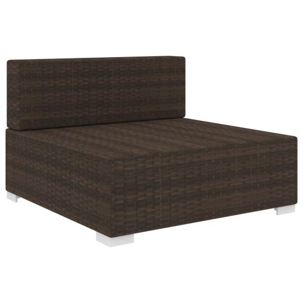 Modular-Sofa-Mittelteil 1 Stk. + Auflagen Poly Rattan Braun 