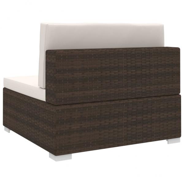 Modular-Sofa-Mittelteil 1 Stk. + Auflagen Poly Rattan Braun 