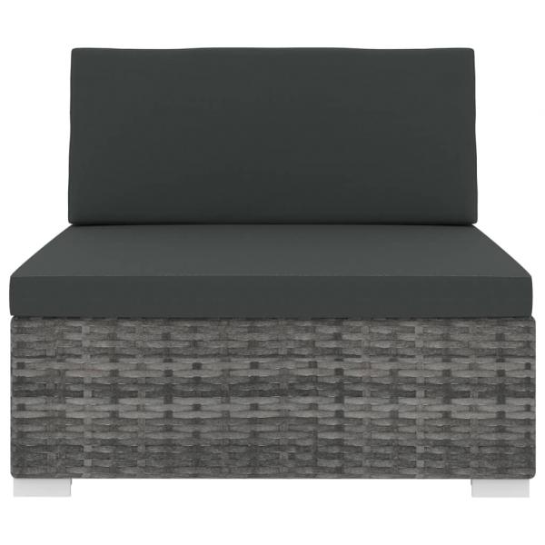 Modular-Sofa-Mittelteil 1 Stk. + Auflagen Poly Rattan Grau