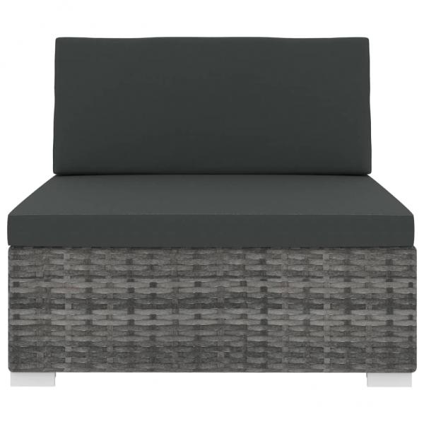 Modular-Sofa-Mittelteil 1 Stk. + Auflagen Poly Rattan Grau