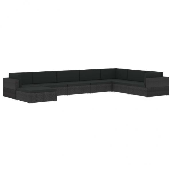 Modular-Sofa-Mittelteil 1 Stk. + Auflagen Poly Rattan Schwarz