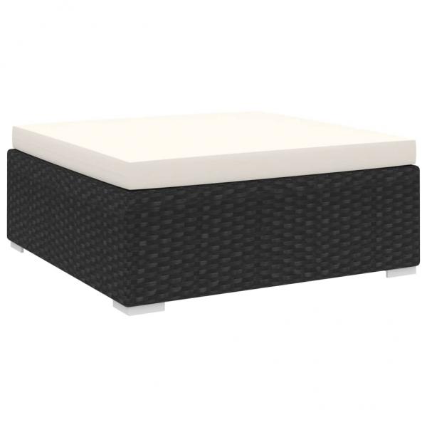 ARDEBO.de - Modular-Fußhocker 1 Stk. + Auflagen Poly Rattan Schwarz