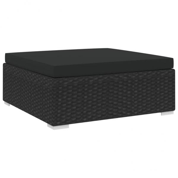 ARDEBO.de - Modular-Fußhocker 1 Stk. mit Kissen Poly-Rattan Schwarz