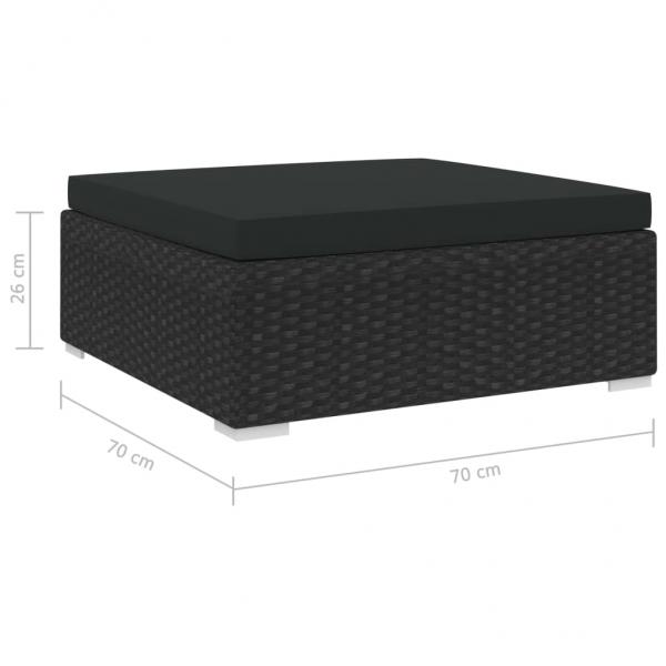 Modular-Fußhocker 1 Stk. mit Kissen Poly-Rattan Schwarz