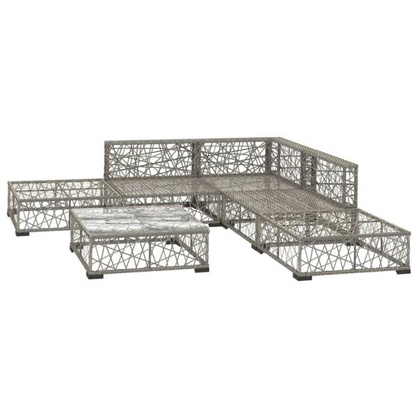 6-tlg. Garten-Lounge-Set mit Auflagen Poly Rattan Grau