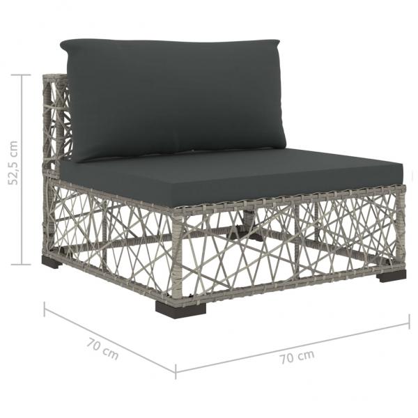 8-tlg. Garten-Lounge-Set mit Auflagen Poly Rattan Grau