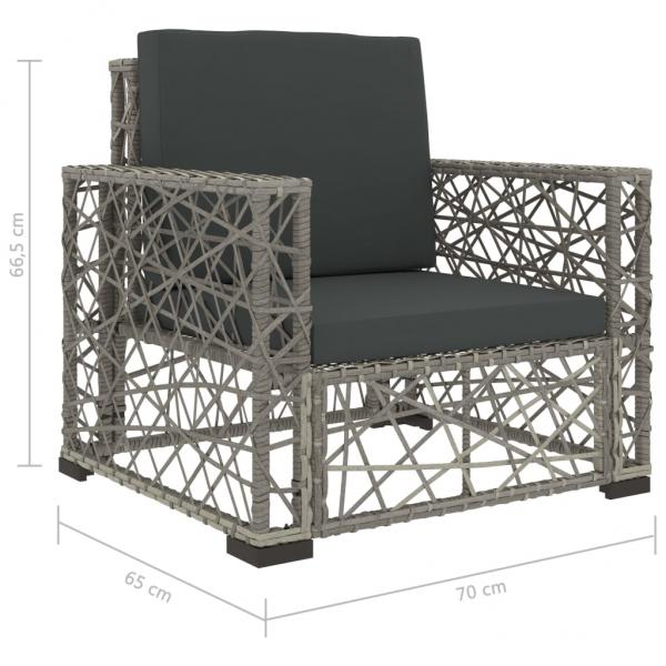 6-tlg. Garten-Lounge-Set mit Auflagen Poly Rattan Grau