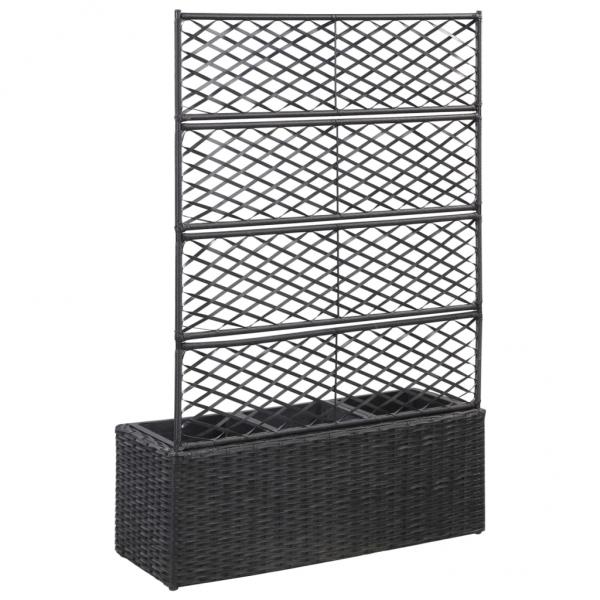 Hochbeet mit Rankgitter 3 Töpfe 83×30×130cm Poly Rattan Schwarz