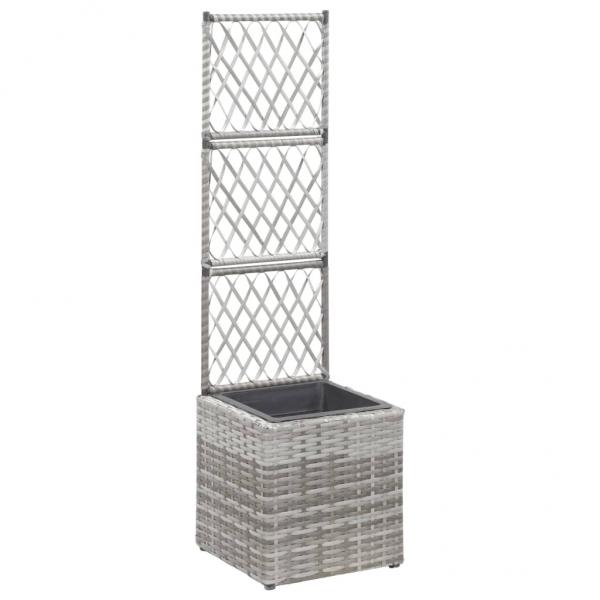 ARDEBO.de - Hochbeet mit Rankgitter 1 Topf 30x30x107 cm Poly Rattan Grau