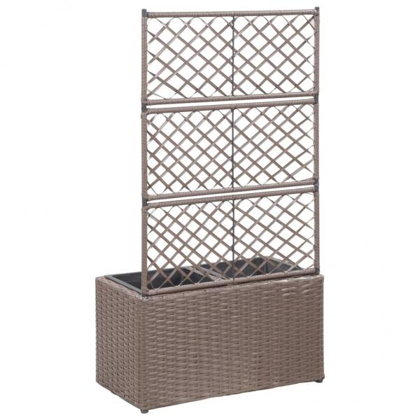 Hochbeet mit Rankgitter 2 Töpfe 58×30×107cm Poly Rattan Braun