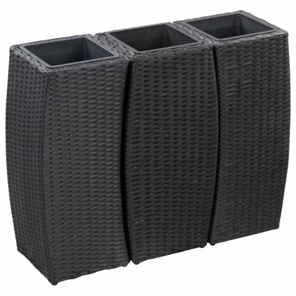 ARDEBO.de - Garten-Hochbeete 3-tlg. Poly Rattan Schwarz