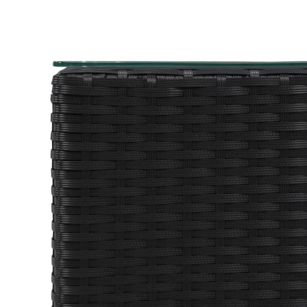 Beistelltische 3 Stk. mit Glasplatte Schwarz Poly Rattan