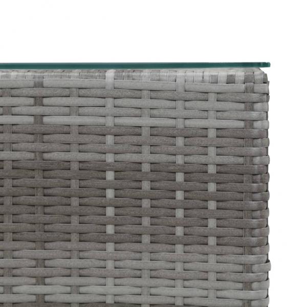 Beistelltische 3 Stk. mit Glasplatte Grau Poly Rattan