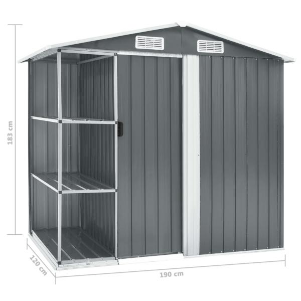 Gartenhaus mit Regal Grau 205x130x183 cm Eisen