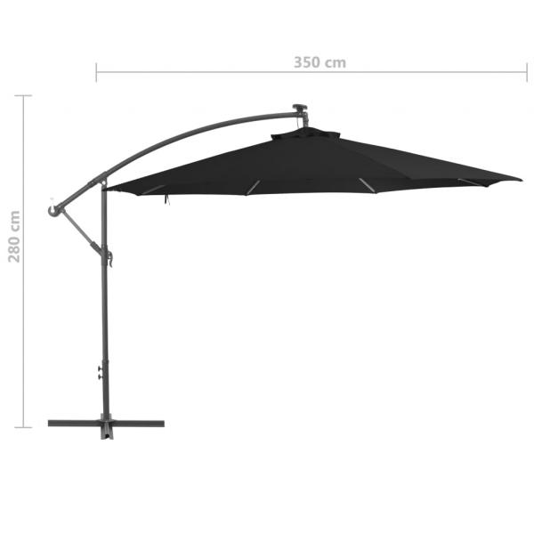 Ampelschirm mit Alu-Mast 350 cm Schwarz