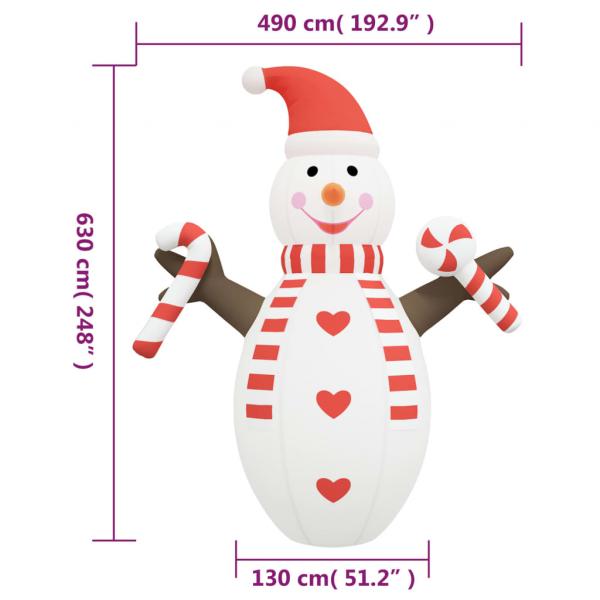 Aufblasbarer Schneemann mit LEDs 630 cm