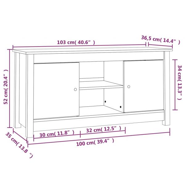 TV-Schrank Grau 103x36,5x52 cm Massivholz Kiefer