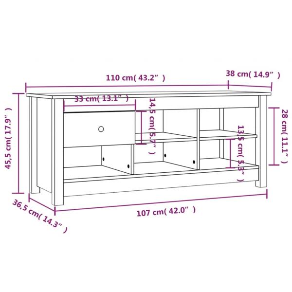 Schuhschrank Grau 110x38x45,5 cm Massivholz Kiefer