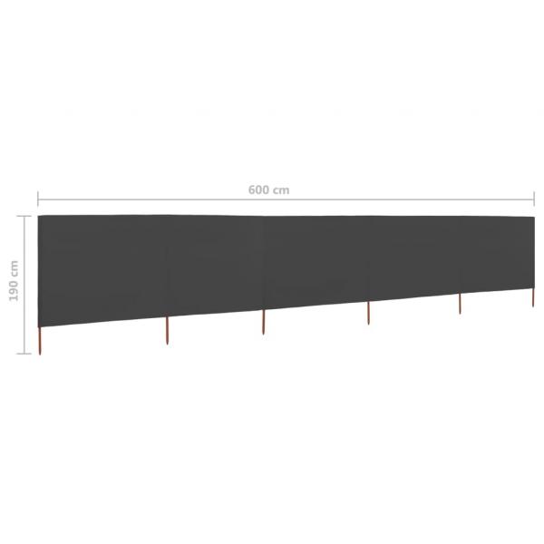 5-teiliges Windschutzgewebe 600 x 160 cm Anthrazit