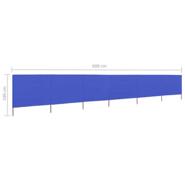 6-teiliges Windschutzgewebe 800 x 160 cm Azurblau