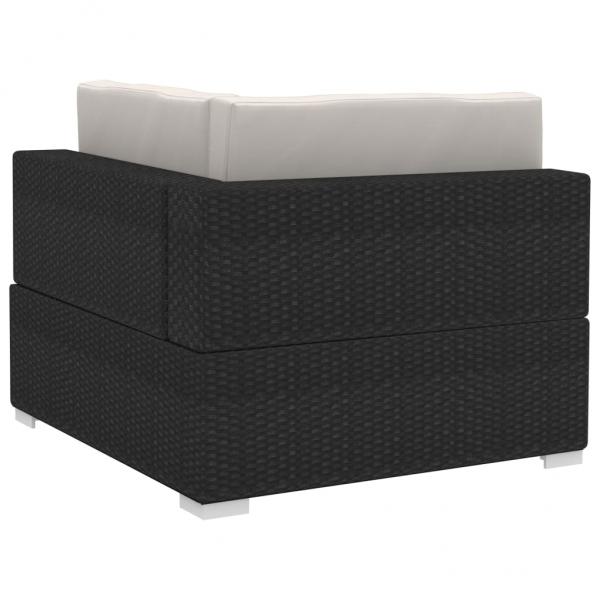 Ecksofas 2 Stk. mit Auflagen Poly Rattan Schwarz