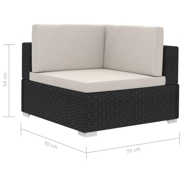 Ecksofas 2 Stk. mit Auflagen Poly Rattan Schwarz