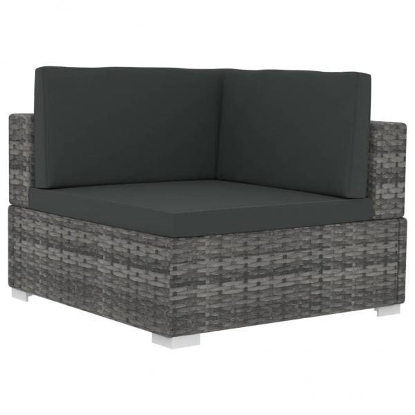 Ecksofas 2 Stk. mit Auflagen Poly Rattan Grau