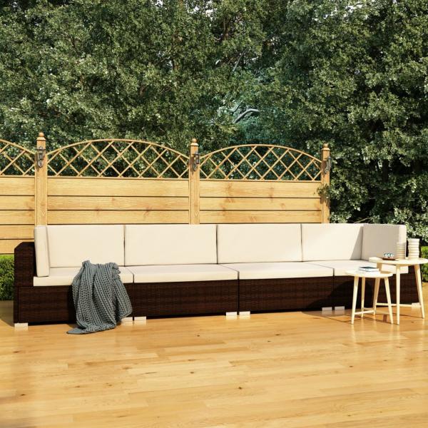 ARDEBO.de - 4-tlg. Garten-Sofagarnitur mit Auflagen Poly Rattan Braun