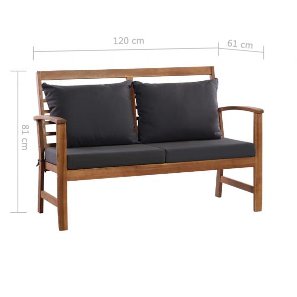 Garten-Lounge-Set mit Auflagen 4-tlg. Massivholz Akazie  