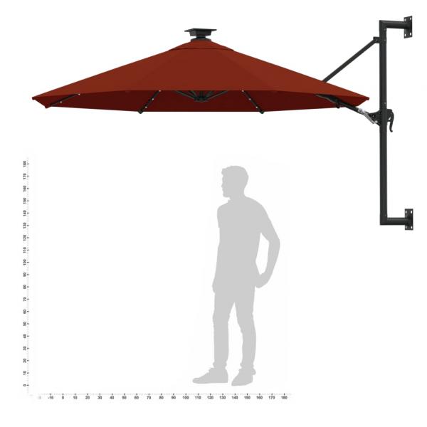 Sonnenschirm Wandmontage mit Metallmast 300 cm Terracotta-Rot