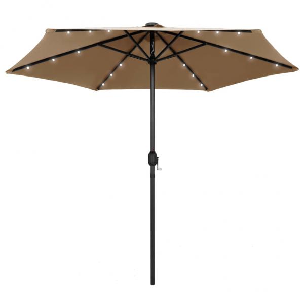 ARDEBO.de - Sonnenschirm mit LED-Leuchten & Aluminium-Mast 270 cm Taupe