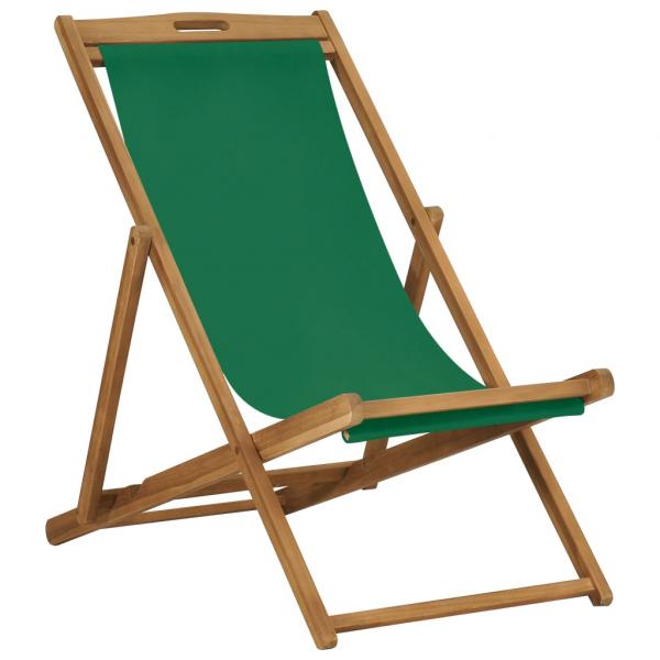 Strandstuhl Klappbar Massivholz Teak Grün