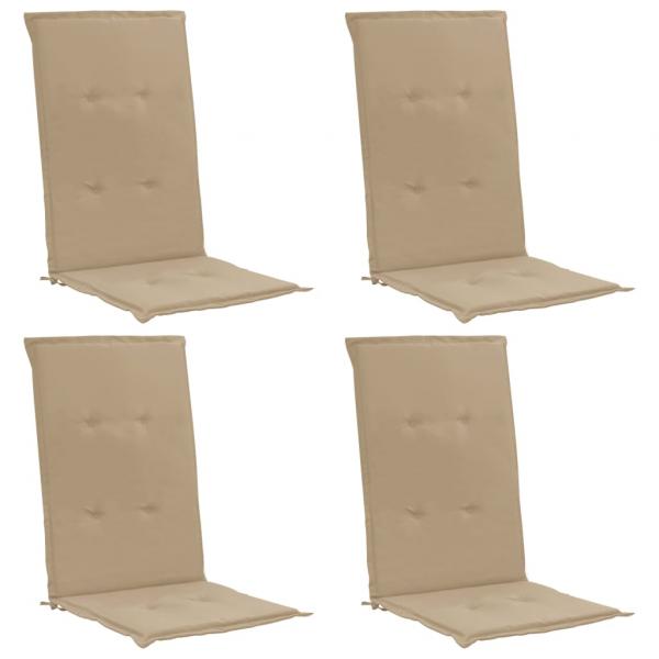 Gartenstuhlauflagen für Hochlehner 4Stk. Beige 120x50x3cm Stoff