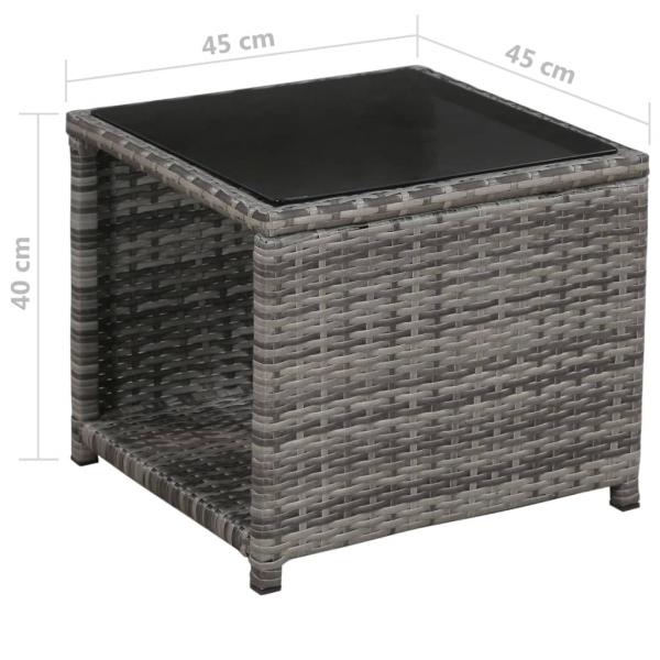 3-tlg. Bistro-Set mit Auflagen Poly Rattan Grau