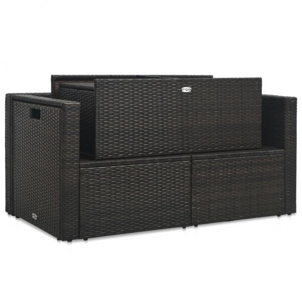 6-tlg. Garten-Lounge-Set mit Auflagen Poly Rattan Braun