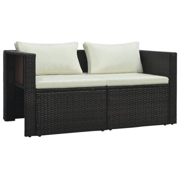 6-tlg. Garten-Lounge-Set mit Auflagen Poly Rattan Braun