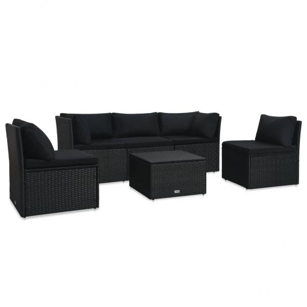 ARDEBO.de - 4-tlg. Garten-Lounge-Set mit Auflagen Poly Rattan Schwarz