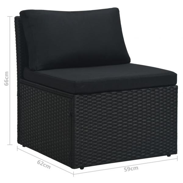 4-tlg. Garten-Lounge-Set mit Auflagen Poly Rattan Schwarz