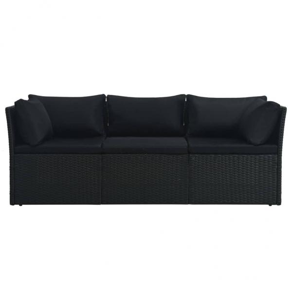 4-tlg. Garten-Lounge-Set mit Auflagen Poly Rattan Schwarz