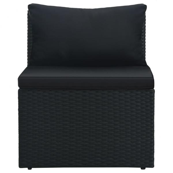 4-tlg. Garten-Lounge-Set mit Auflagen Poly Rattan Schwarz