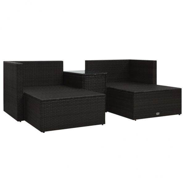 5-tlg. Garten-Lounge-Set mit Auflagen Poly Rattan Braun